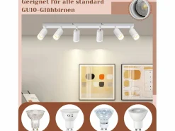 NETTLIFE Plafonero de 6 focos moderno: plafonero con foco GU10 giratorio hasta 355° de metal para interiores, para cocina, salón, dormitorio, sin bombilla. Blanco Sale