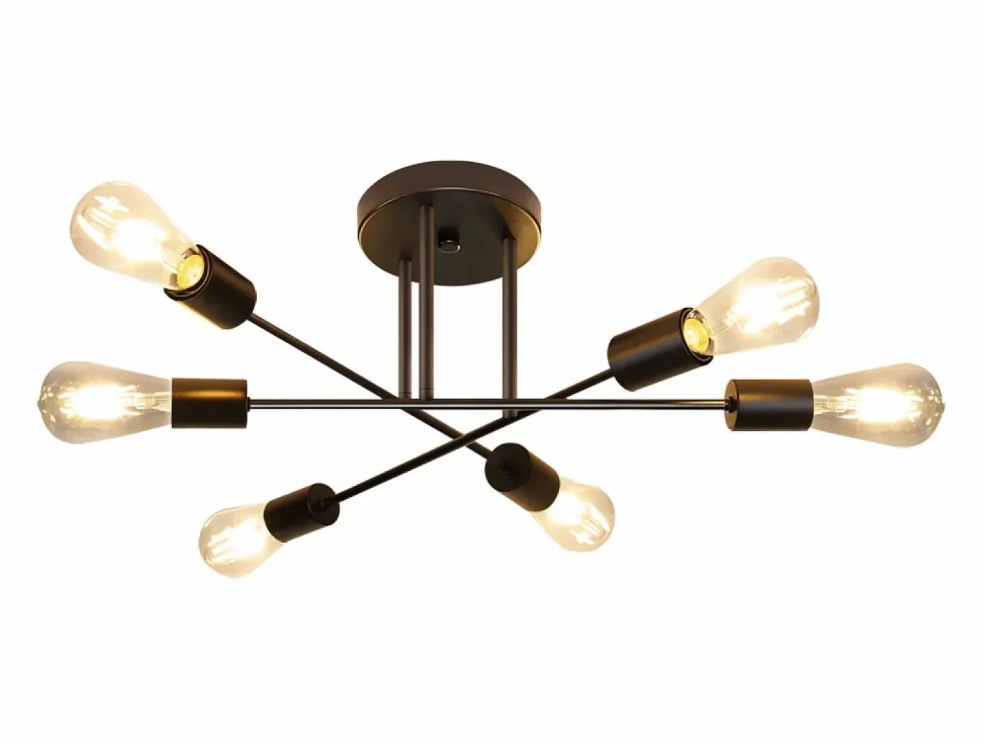 NETTLIFE Vintage - Lámpara de techo con 6 bombillas E27, salón industrial, , retro, para dormitorio - Lámpara, estilo rústico, lámpara para mesa del comedor. Negro Outlet