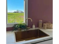Essebagno Grifo De Cocina|New Oslo mezclador para fregadero abatible oro cepillado