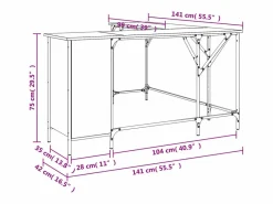Garden Furniture Nicklas Escritorio madera de ingeniería roble ahumado 141x141x75 cm Marru00f3n Discount