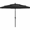 Garden Furniture Nijkerk Sombrilla jardín de 3 niveles con palo de aluminio negro 3,5 m New