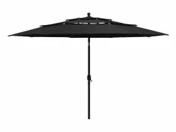 Garden Furniture Nijkerk Sombrilla jardín de 3 niveles con palo de aluminio negro 3,5 m New