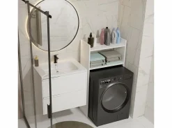 TOPESHOP Mueble Para Lavadora|NINA NP - Armario de baño sobre lavadora con 2 repisas 64×124×30 cm -
