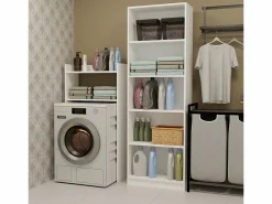 TOPESHOP Mueble Para Lavadora|NINA NP - Armario de baño sobre lavadora con 2 repisas 64×124×30 cm -