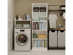 TOPESHOP Mueble Para Lavadora|NINA NP - Armario de baño sobre lavadora con 2 repisas 64×124×30 cm -