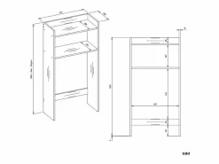 TOPESHOP Mueble Para Lavadora|NINA NP - Armario de baño sobre lavadora con 2 repisas 64×124×30 cm -