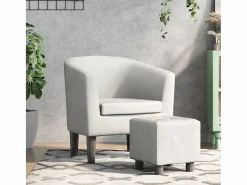 Garden Furniture Sillón Estilo Cabriolet|Nykøbing Mors Sillón con taburete cuero sintético