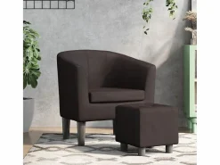 Garden Furniture Sillón Estilo Cabriolet|Nykøbing Mors Sillón con taburete cuero sintético marrón