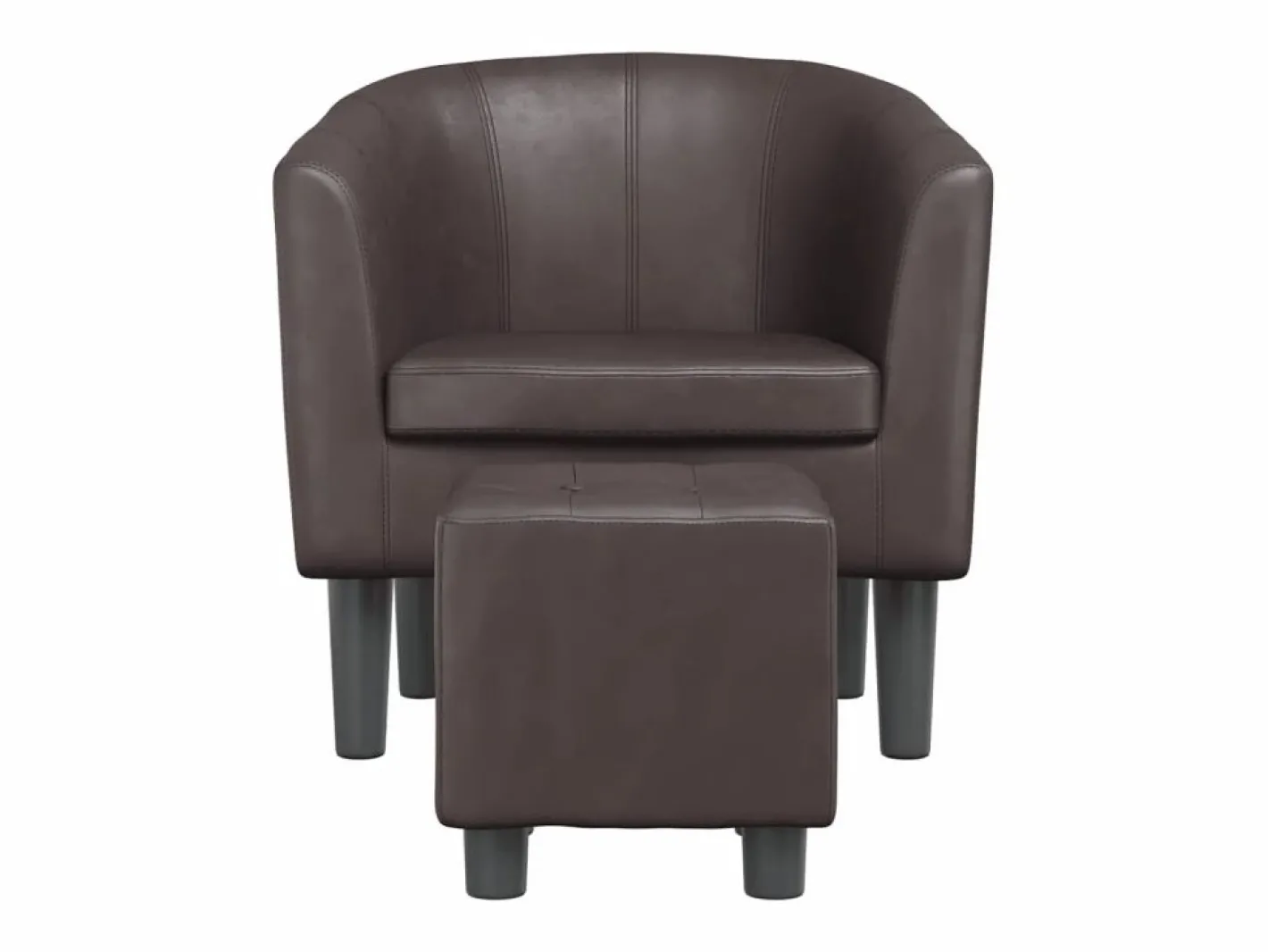 Garden Furniture Sillón Estilo Cabriolet|Nykøbing Mors Sillón con taburete cuero sintético marrón