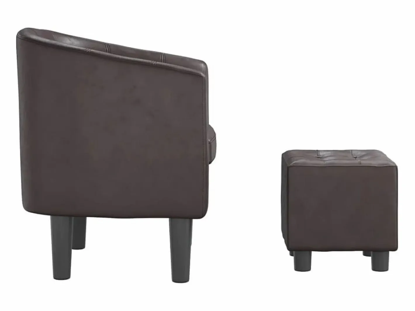 Garden Furniture Sillón Estilo Cabriolet|Nykøbing Mors Sillón con taburete cuero sintético marrón
