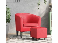 Garden Furniture Sillón Estilo Cabriolet|Nykøbing Mors Sillón con taburete cuero sintético