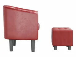 Nykøbing Mors Sillón diseño de cubo con reposapiés cuero sintético rojo tinto^Garden Furniture New