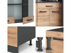 Vicco Cocina Completa|Сocina versátil oro power roble/antracita 140x46x81.6 r-line
