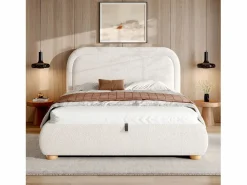 Oferta cama doble - 160 x 200 cm - con cabecero acolchado + almacenaje hidráulico - bucle -^Merax Best