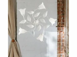 Olga - Lámpara de techo blanca con cristal alabastro y acabado plata antigua, 5 luces Ø70 cm Blanco Outlet