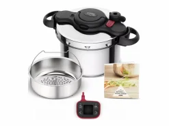 SEB Material Y Utensilios De Cocina|Olla a Presión Clipso Now 6L Acero Inoxidable con Asistente de Cocina y Temporizador Inteligente, Compatible con Inducción