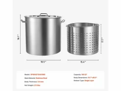 Material Y Utensilios De Cocina|Olla de Acero Inoxidable SucceBuy, 94,6 Litros, con Tapa con Cesta para Cocinar