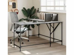Garden Furniture Olyn Escritorio madera de ingeniería Sonoma 149x149x75 cm Gris Best
