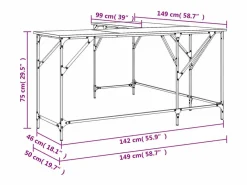 Garden Furniture Olyn Escritorio madera de ingeniería Sonoma 149x149x75 cm Gris Best