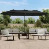 Garden Furniture Onara Sombrilla de jardín doble negro 449x265 cm Clearance