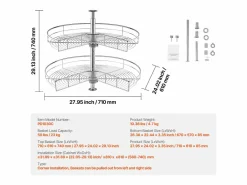 Organizador de Esquina SucceBuy en Forma de L, 71 cm, Transforme el Espacio de Almacenamiento de la Cocina^ Clearance
