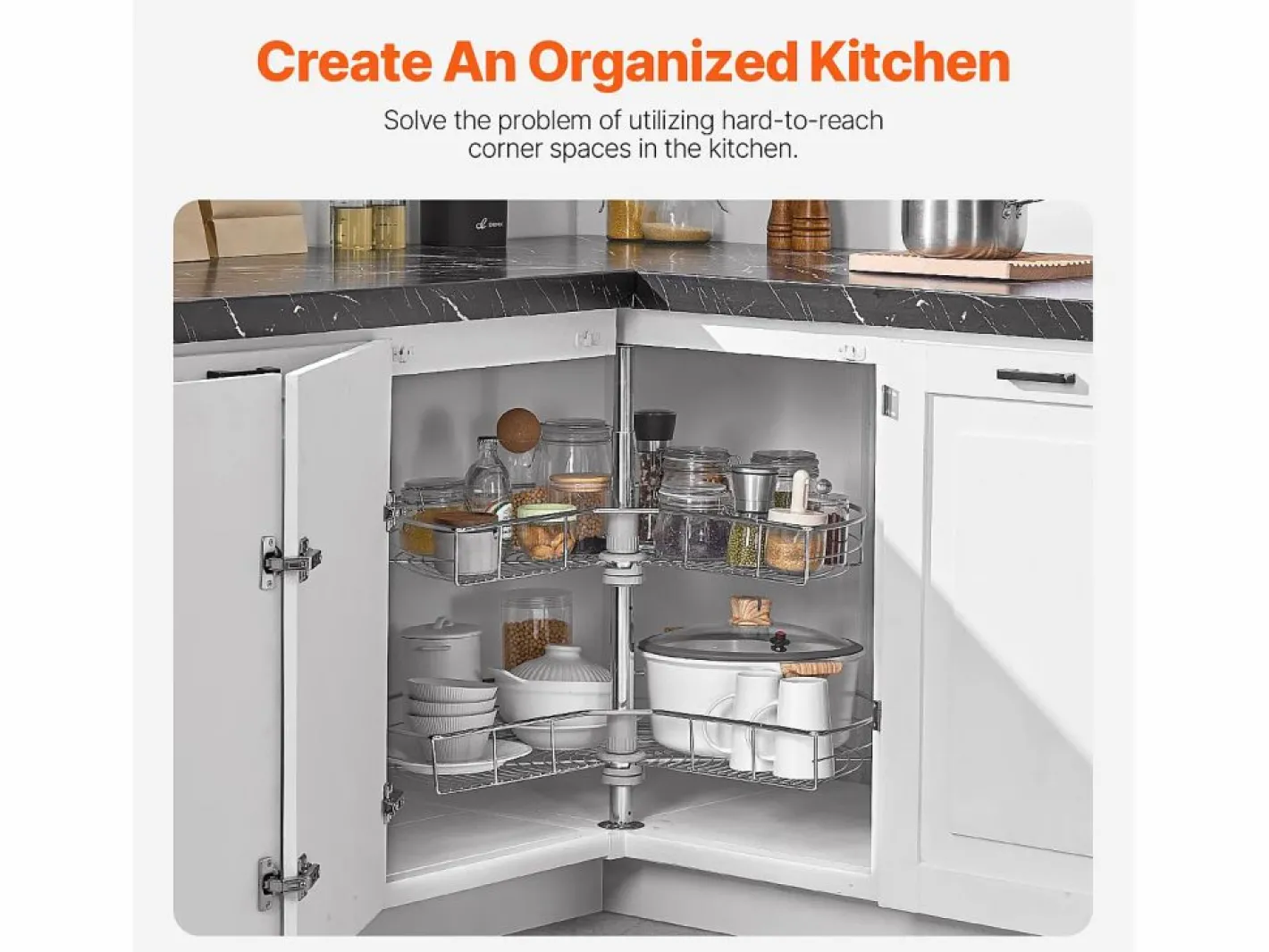 Organizador de Esquina SucceBuy en Forma de L, 71 cm, Transforme el Espacio de Almacenamiento de la Cocina^ Clearance