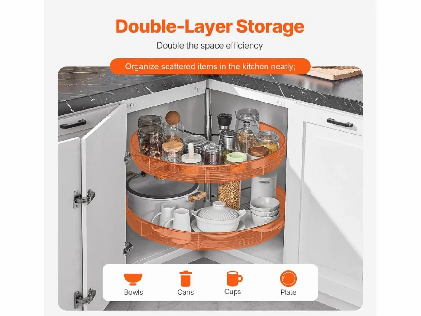 Organizador de Esquina SucceBuy en Forma de L, 71 cm, Transforme el Espacio de Almacenamiento de la Cocina^ Clearance