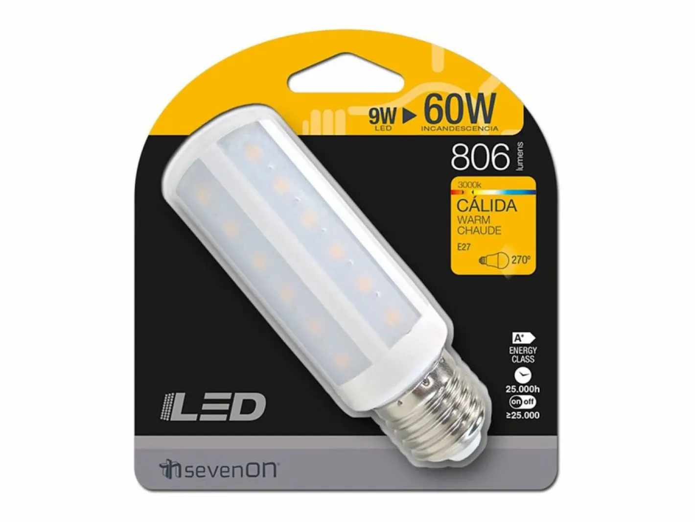 ORION91 Pack x 6 unidades 9&1 Bombilla LED E27 Mazorca 9W Cálido 806lm 3000K 25000h Nine&One Premium^7H SEVENON Discount