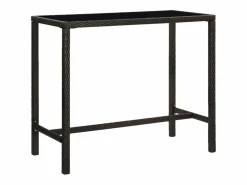 Garden Furniture Orren Mesa alta de jardín ratán sintético y vidrio marrón 130x60x110cm Marru00f3n Outlet