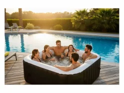 Ospazia Spa hinchable cuadrado de 6 plazas - - Dimensiones: 185 x 185 cm - Filtro y cubierta incluidos Negro Clearance