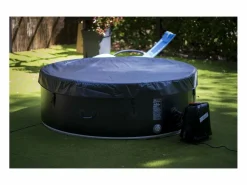 Ospazia Spa hinchable redondo de 6 plazas en Dropstitch - - Diámetro: 200 cm - Filtro y funda incluidos Negro Outlet
