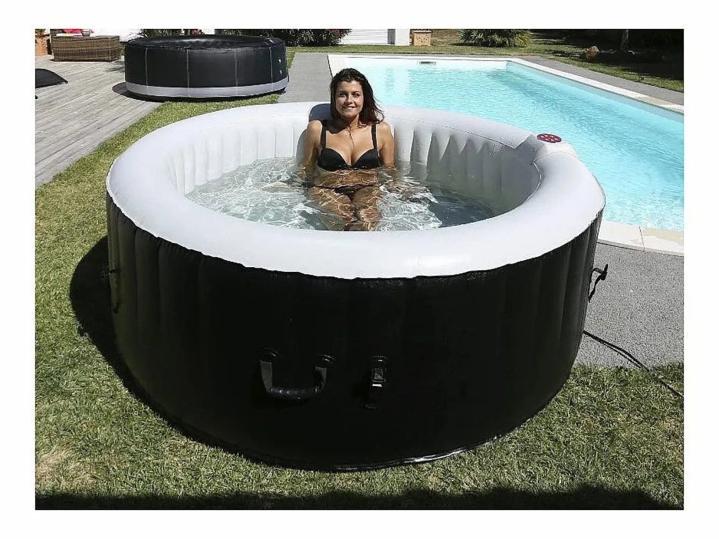 Spa Hinchable|Ospazia Spa hinchable redondo de 6 plazas - - Diámetro: 208 cm - Filtro y cubierta incluidos