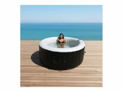 Spa Hinchable|Ospazia Spa hinchable redondo de 6 plazas - - Diámetro: 208 cm - Filtro y cubierta incluidos