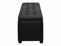 vidaxl Otomana de almacenamiento de cuero artificial Negro