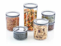 7H SEVEN HOUSE Comida Para Animales De Compañía|Pack 3 Recipientes Herméticos para Alimentos Medianos Redondos Ø10.5x13cm 7house