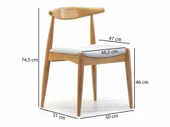 Pack 2 sillas Corzo Color Roble, Madera Maciza, 52,5 x 50 x 74,5 cm^VS Venta-stock Discount