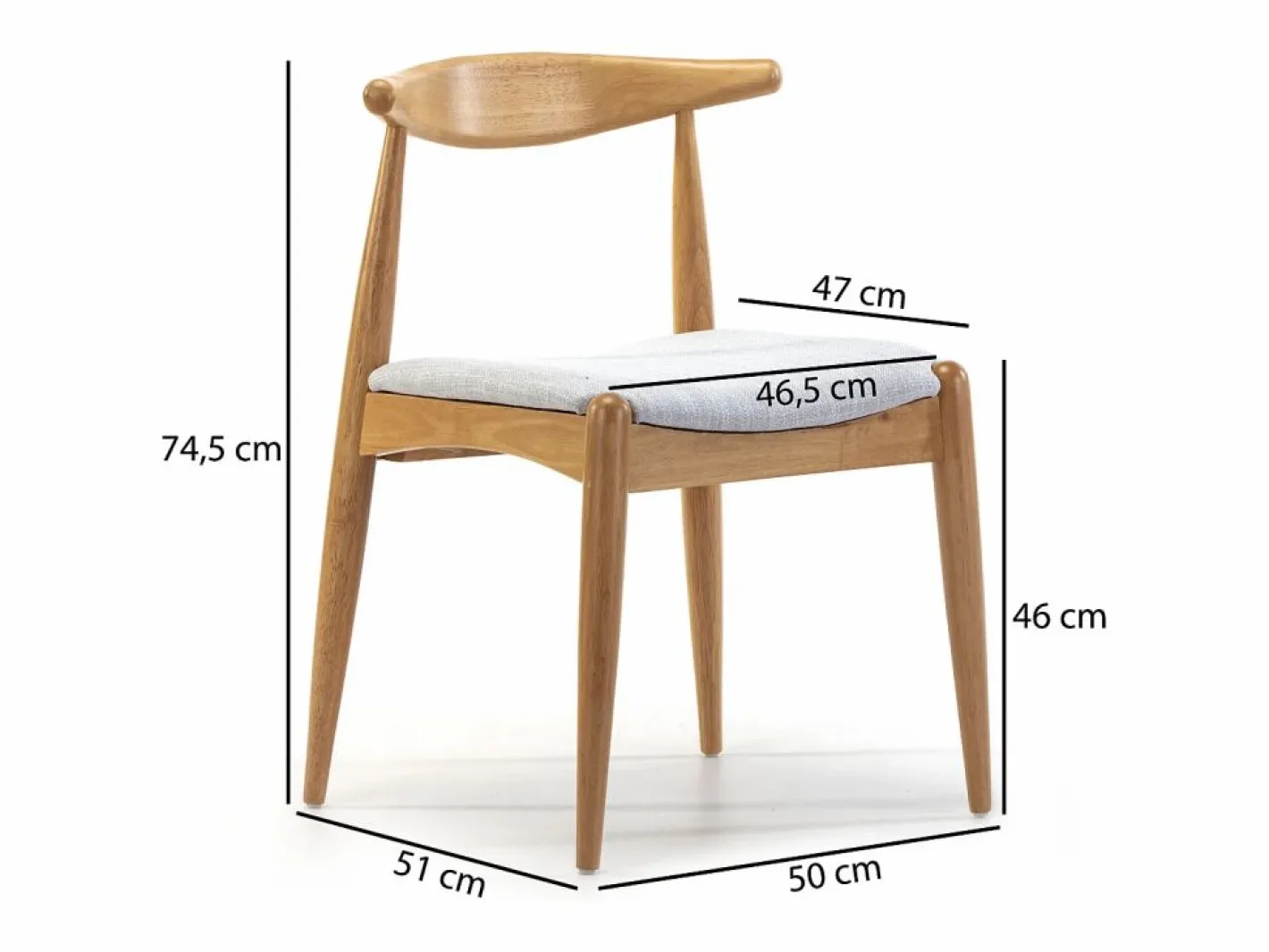 Pack 2 sillas Corzo Color Roble, Madera Maciza, 52,5 x 50 x 74,5 cm^VS Venta-stock Discount