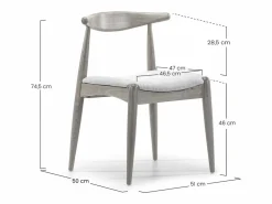Pack 2 sillas Corzo Color Roble, Madera Maciza, 52,5 x 50 x 74,5 cm^VS Venta-stock Discount