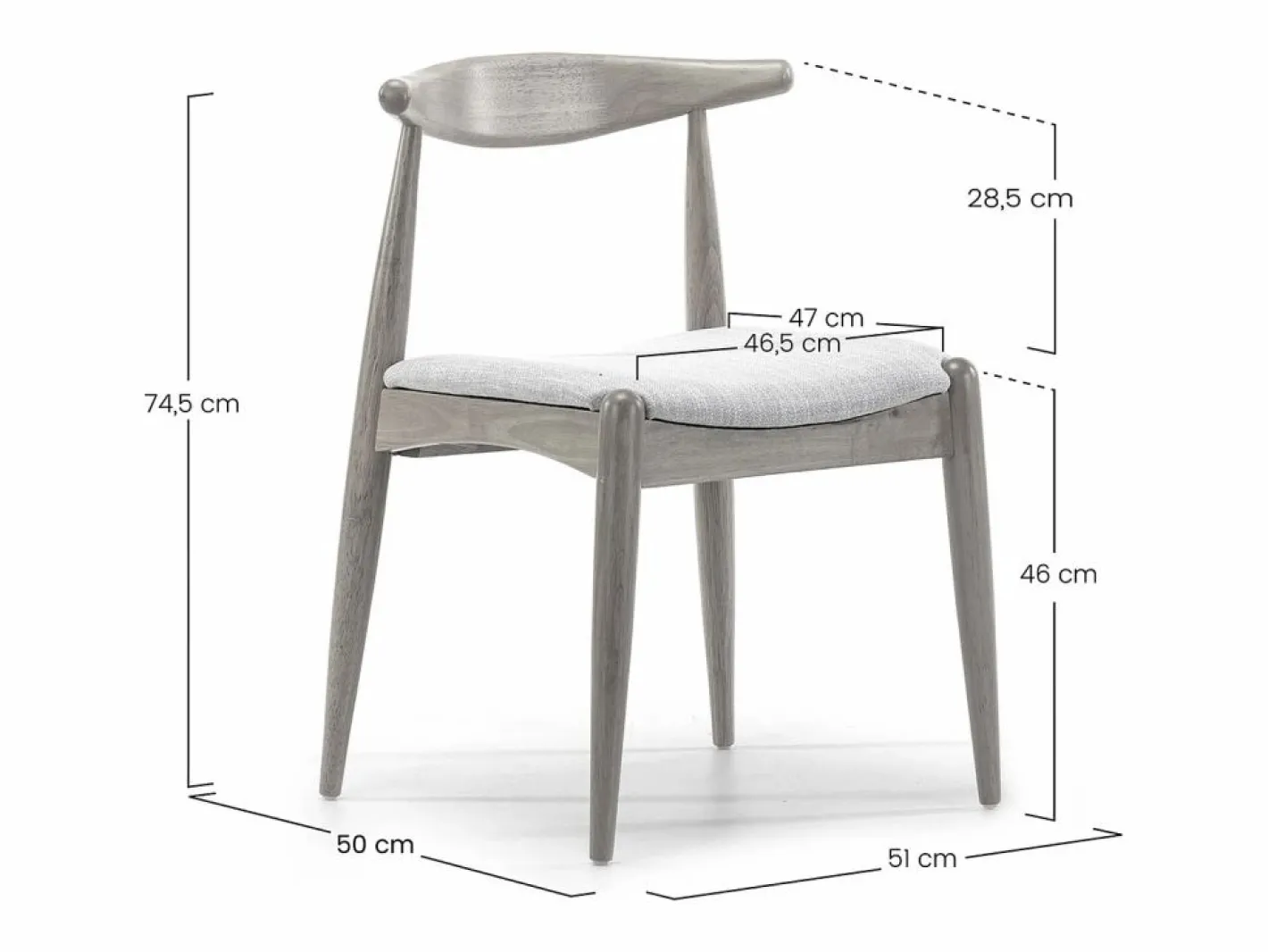 Pack 2 sillas Corzo Color Roble, Madera Maciza, 52,5 x 50 x 74,5 cm^VS Venta-stock Discount