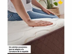 Conjunto Colchón Y Somier|Pack Colchón + Almohada Viscoelastica + Somier Descansin | 105x200 | Ideal para Personas con Dolores de Espalda | Efecto nube | Silencioso