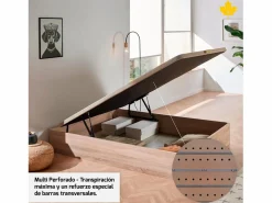 Pack Colchón + Cabecero + Canapé Abatible Descansin | 150x190 | Beis | Maxima Comodidad | Gran Almacenaje^ Online