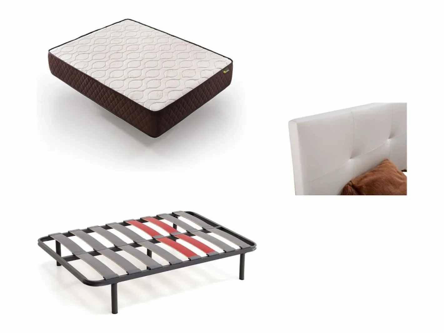 Conjunto Colchón Y Somier|Pack Colchón + Cabecero Tapizado + Somier Descansin | 180x190 | | Ideal para Personas con Dolores de Espalda | Facil montaje | Silencioso