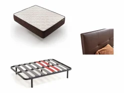 Pack Colchón + Cabecero Tapizado + Somier Descansin | 150x180 | Wengue | Ideal para Personas con Dolores de Espalda | Facil montaje | Silencioso^ Online