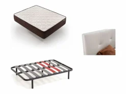 Conjunto Colchón Y Somier|Pack Colchón + Cabecero Tapizado + Somier Descansin | 160x180 | | Ideal para Personas con Dolores de Espalda | Facil montaje | Silencioso