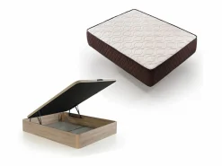 Pack Colchón Descansin + Canapé Abatible 150x200 | Color Beis | Maxima Comodidad | Gran Almacenaje^ Discount