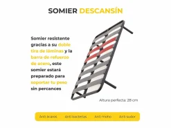 Conjunto Colchón Y Somier|Pack Colchón Descansin + Somier con patas 160x180 | Ideal para Personas con Dolores de Espalda | Alta Firmeza | Silencioso
