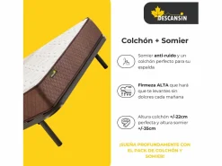 Conjunto Colchón Y Somier|Pack Colchón Descansin + Somier con patas 100x190 | Ideal para Personas con Dolores de Espalda | Alta Firmeza | Silencioso