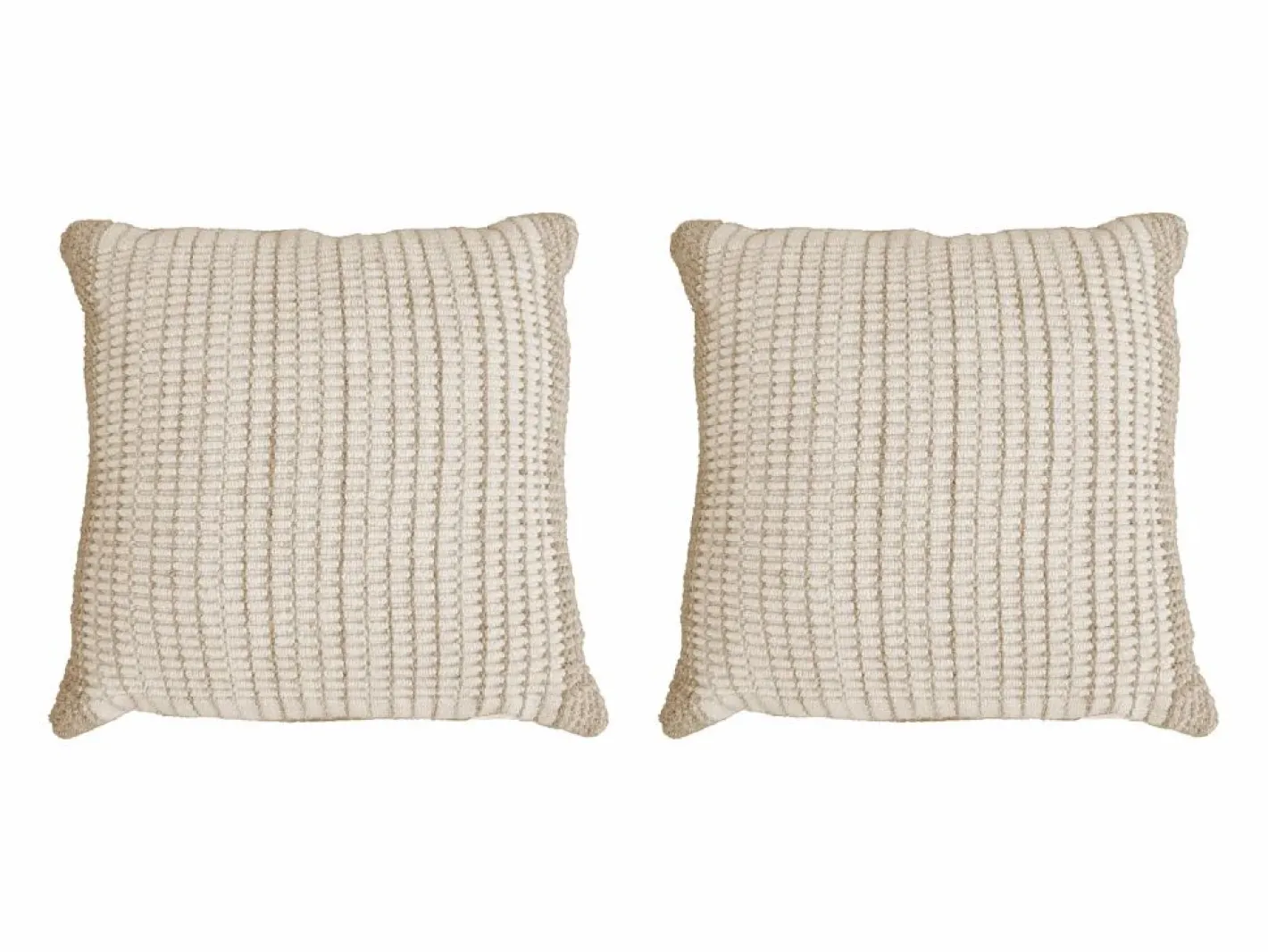 OZAIA Ropa De Casa|Pack de 2 cojines de lana 100% hechos a mano - 60 x 60 cm - Marfil y gris - DIOULA