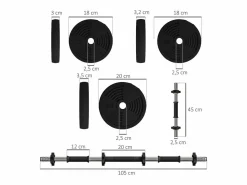 SPORTNOW Pack de 2 mancuernas Go 20kg 2 en 1 Negro Best