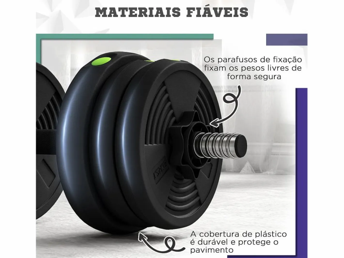 SPORTNOW Pack de 2 mancuernas Go 20kg 2 en 1 Negro Best